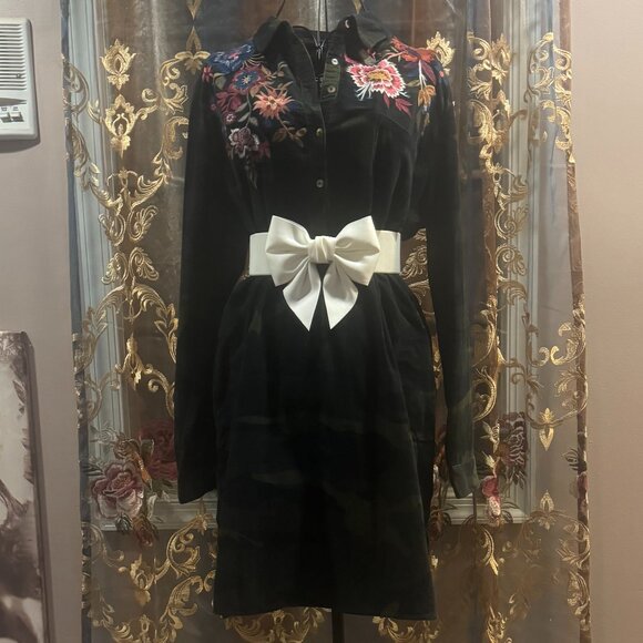 Johnny Was camouflage & floral tunic dress ~ L - Picture 2 of 10